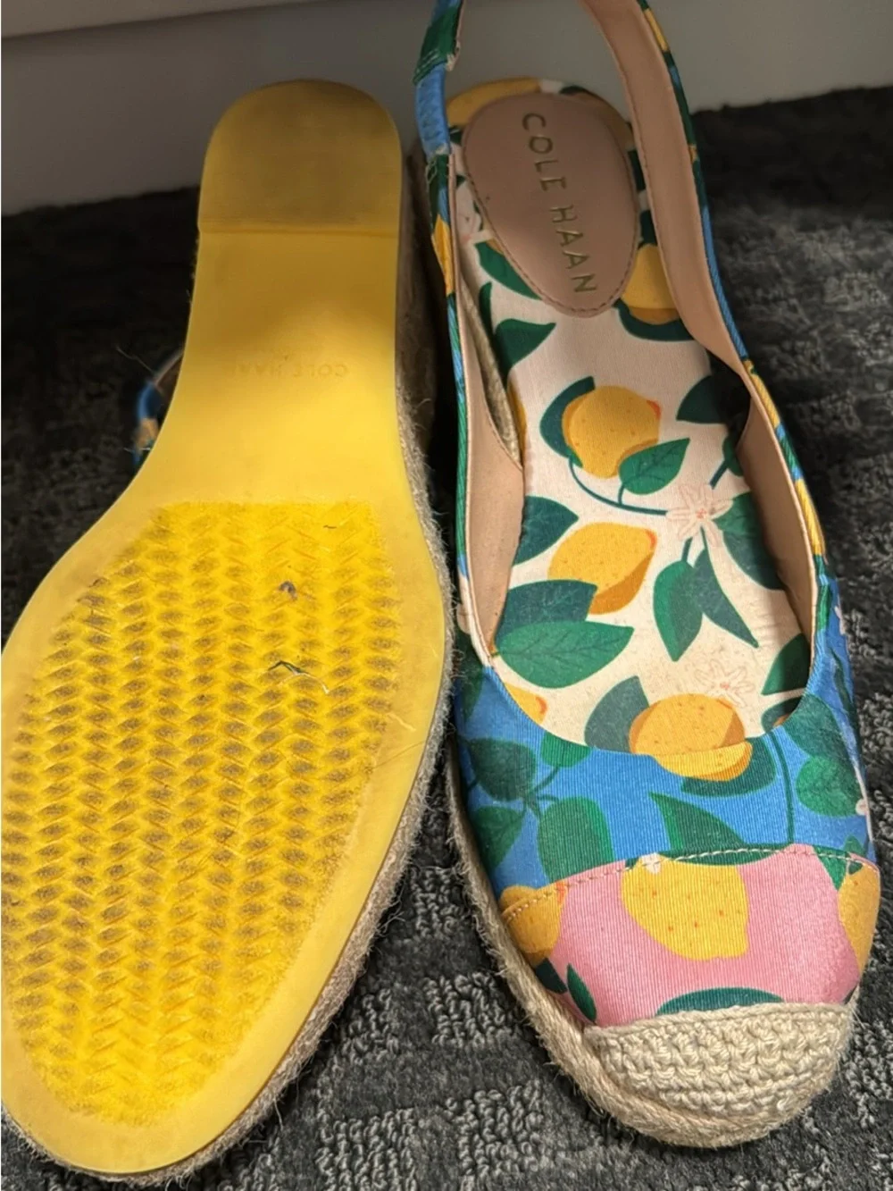 Cole Haan Lemon-Print Espadrille Wedges in Yellow, Green, Blue, Pink